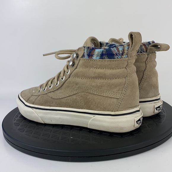 Vans Sk8-Hi Scotchgard Brown/White Suede Flannel Skate Shoes Women's Size  5 - Picture 7 of 12